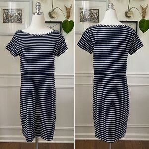 Jigsaw Blue White Stripe Boat Neck Dress S